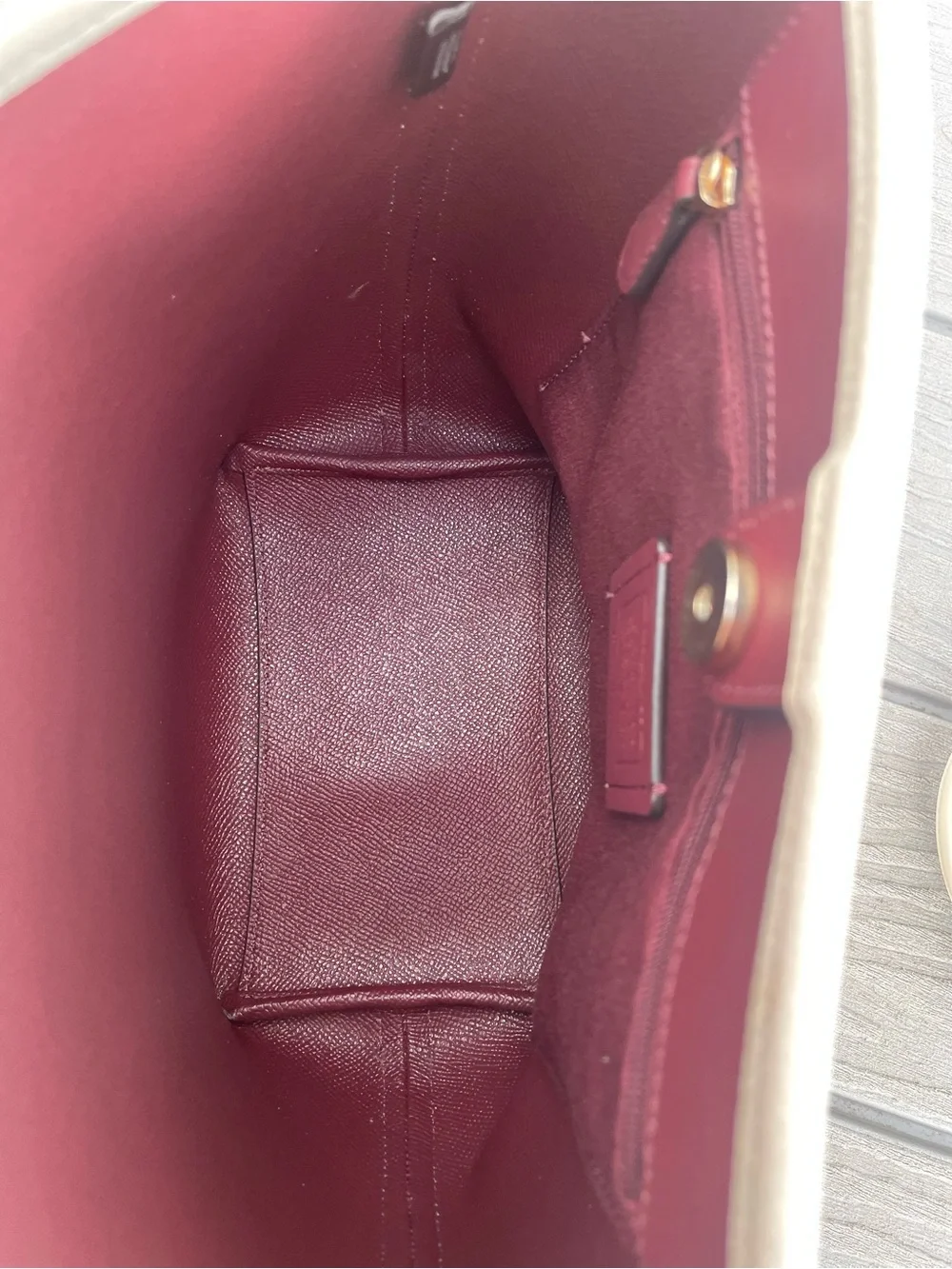 Coach Cream Pebbled Leather Shoulder Bucket Bag